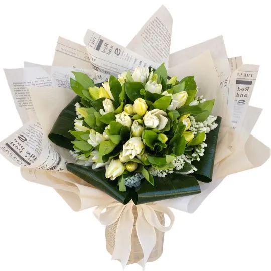 Ramo de flores 50 jazmines con papel coreano white